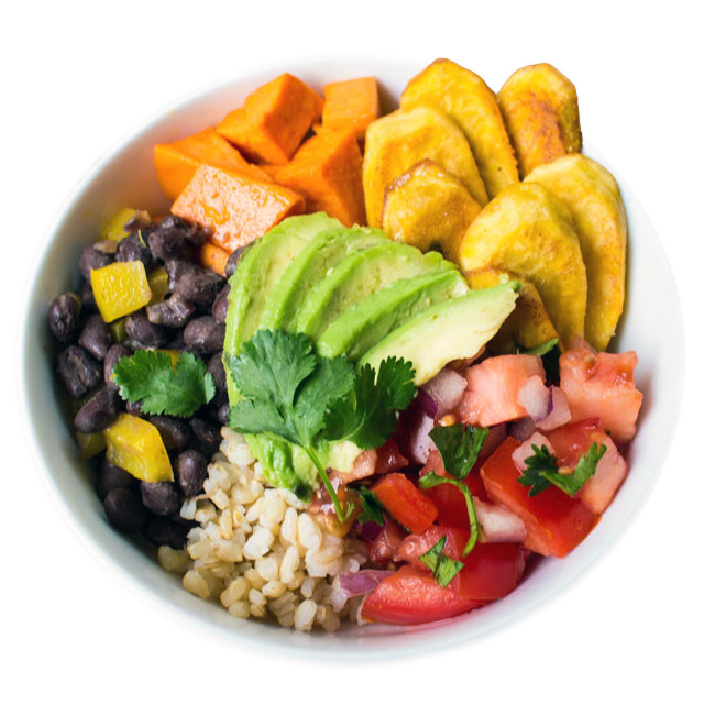 Fresh healthy bowl with colorful vegetables and grains